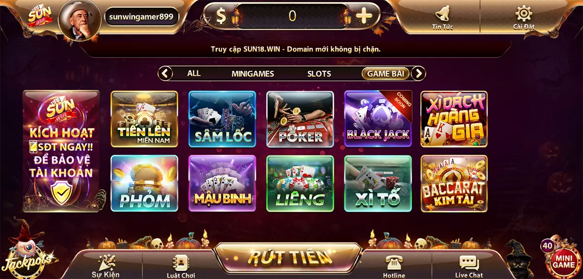 Game bài đổi thưởng tại Sunwin